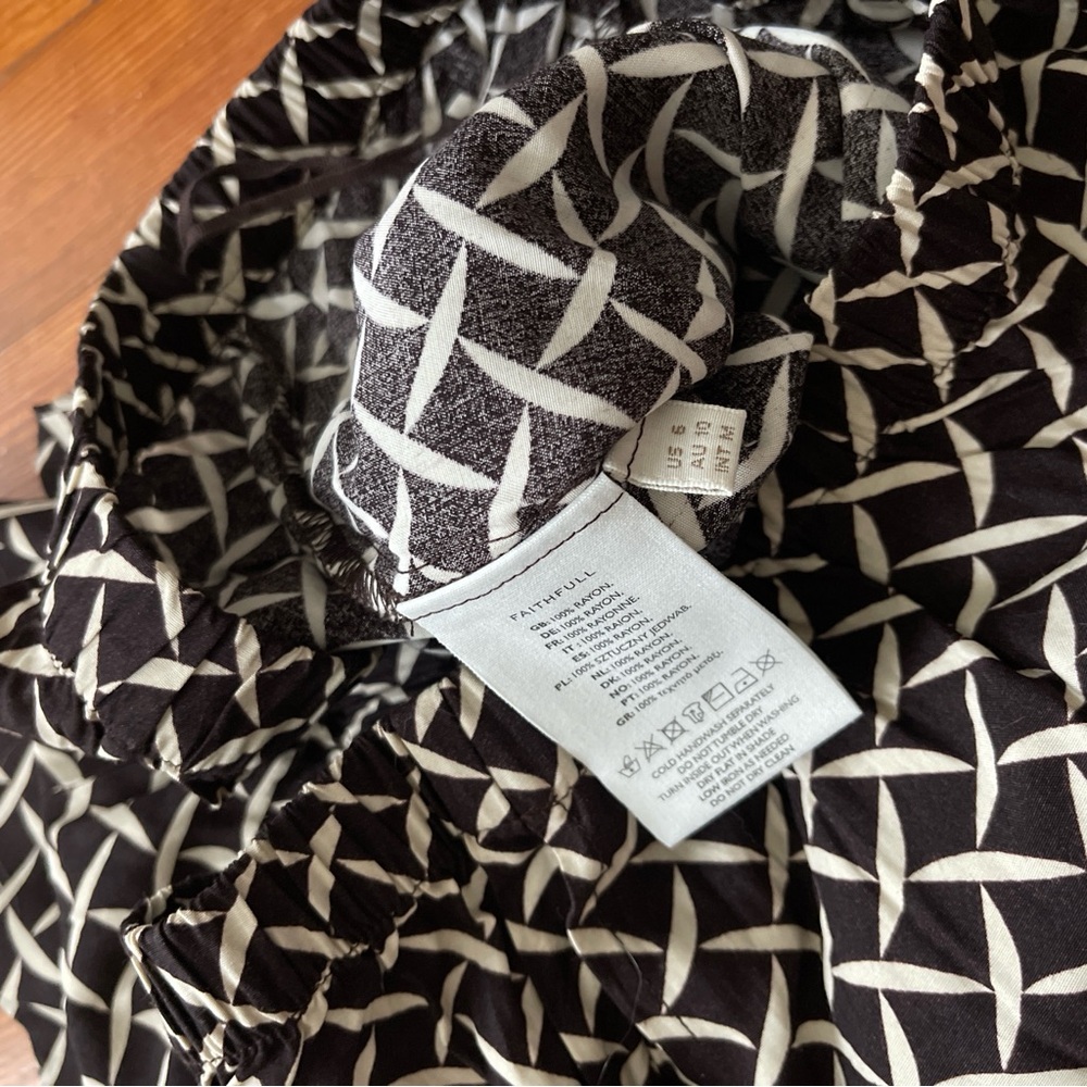 Faithfull the Brand Dalene Pant in Espresso Geo Print Wide Leg Relaxed Chocolate - Picture 9 of 9